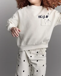 Toddler Hello!' Pullover Sweatshirt - Cream