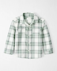 Toddler Boy Organic Cotton Herringbone Button-Front Shirt in Plaid