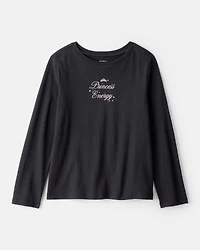 Girls Princess Long-Sleeve Graphic Tee - Black