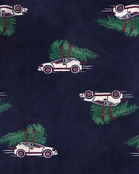 Kid Christmas Cars DreamPlush Long-Sleeve Snug Fit 2-Piece Pajamas - Navy