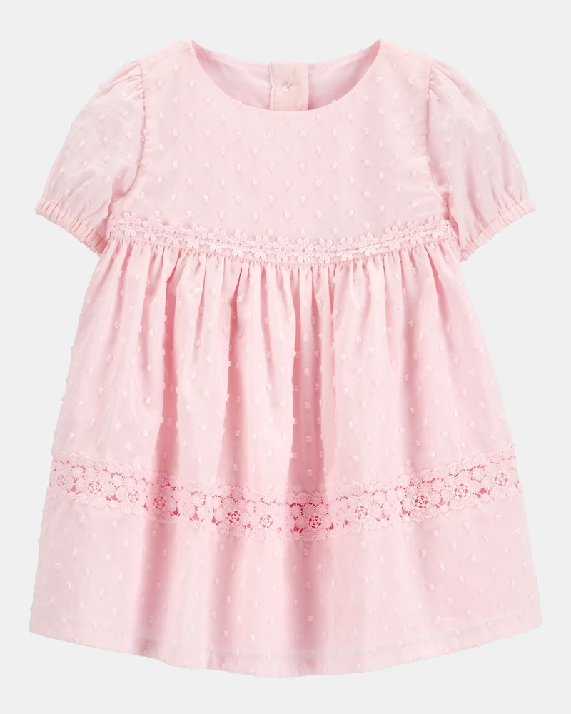 Baby Textured Babydoll Dress- Pink
