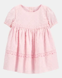 Baby Textured Babydoll Dress- Pink