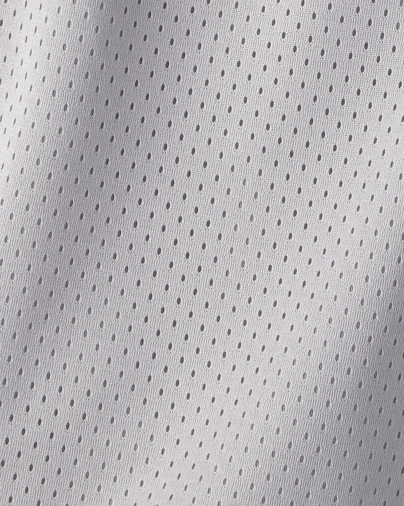 Boys Striped Mesh Active Shorts - Grey