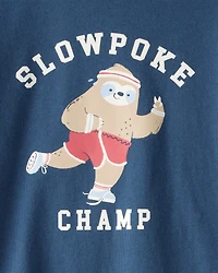 Toddler Boy "Slowpoke Champ" Short-Sleeve Graphic Tee - Blue