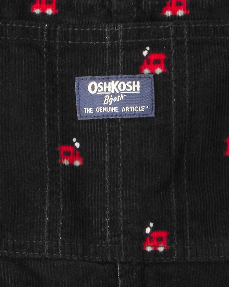 Toddler Train Corduroy Overalls - Black