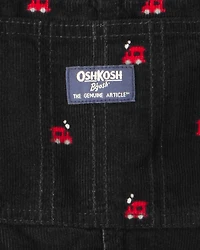 Toddler Train Corduroy Overalls - Black
