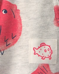 Baby Boy Pufferfish French Terry Shorts - Grey/Red
