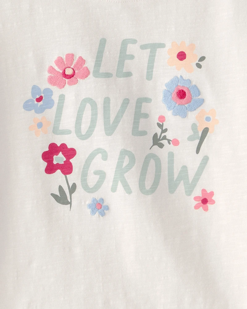 Girls Organic Cotton 'Let Love Grow' Boxy Tee
