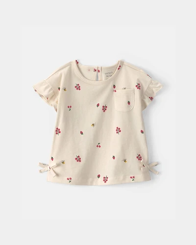 Toddler Girl Floral Short-Sleeve Top - Cream