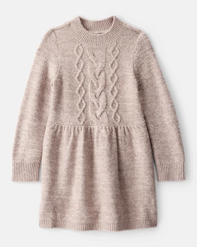 Toddler Girl Sweater Knit Long-Sleeve Dress - Brown