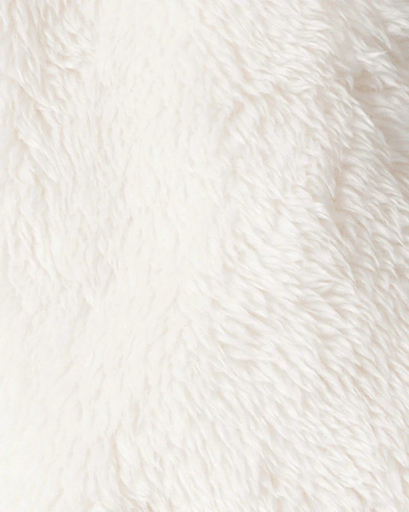 Baby Sherpa Long-Sleeve Hooded Zip-Up Jacket - Ivory