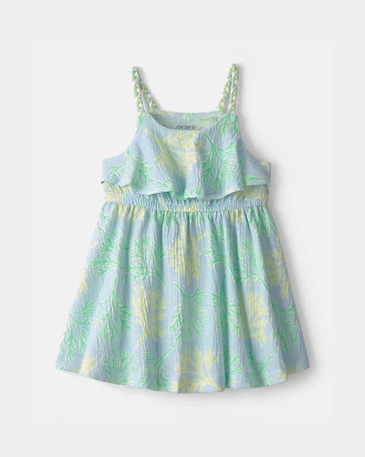 Baby Girl Coral Reef Ruffle Dress - Blue/Green
