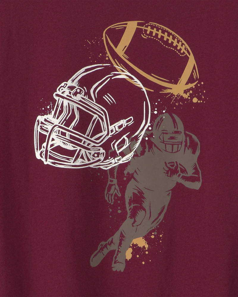 Boys Football Long-Sleeve Graphic Tee - Burgundy