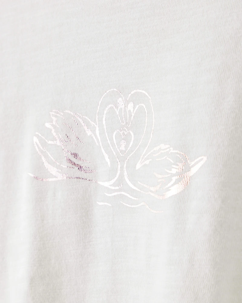 Girls Good Luck Charm Cotton Short-Sleeve Graphic Tee - White