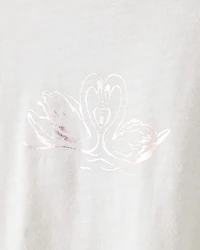 Girls Good Luck Charm Cotton Short-Sleeve Graphic Tee - White