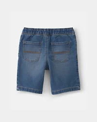 Boys Denim Drawstring Shorts - Medium Wash