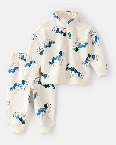 Baby Boy 2-Piece Dog French Terry Zip-Up Jacket & Jogger Pant Set