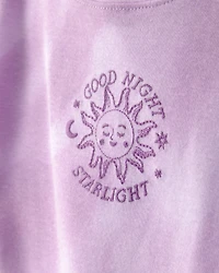 Girls Space Constellation Tie-Dye 100% Cotton Snug Fit 4-Piece Pajama Set - Purple