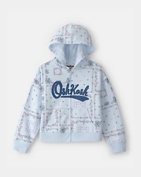 Girls Floral OshKosh Logo Zip-Up Hoodie