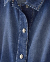 Toddler Girl Denim Button-Up Dress - Dark Wash