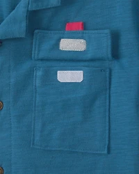 Boys Short-Sleeve Button-Down Shirt - Blue