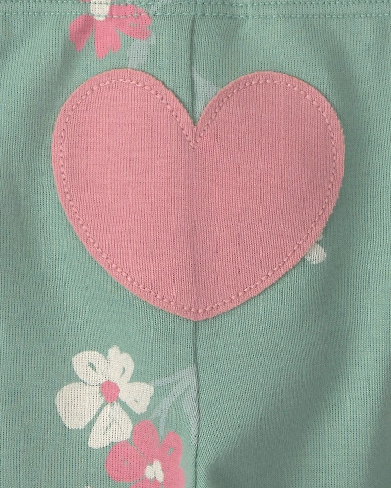 Baby Girl 3-Piece Heart Floral Long-Sleeve Bodysuit & Pant Set - Green/Cream