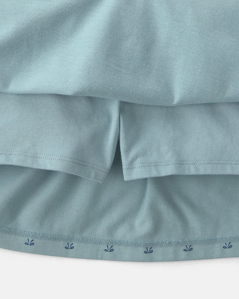 Girls Bow Cotton Skort - Blue