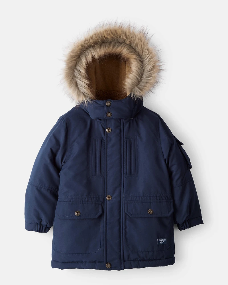 Toddler Boy Hooded Heavyweight Winter Jacket - Navy