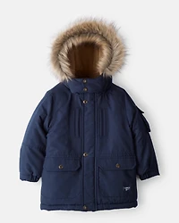 Toddler Boy Hooded Heavyweight Winter Jacket - Navy