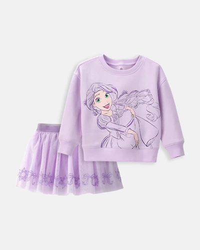 Toddler Girl 2-Piece Disney© Rapunzel Fleece Pullover Sweatshirt & Skort Set - Purple