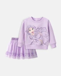 Toddler Girl 2-Piece Disney© Rapunzel Fleece Pullover Sweatshirt & Skort Set - Purple