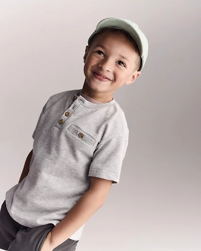 Toddler Boy Button-Front Tee - Grey