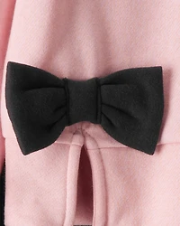 Girls 2-Piece Bow Pullover & Pant Set - Pink/Black