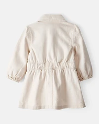 Baby Girl Embroidered Cotton Long-Sleeve Dress - White