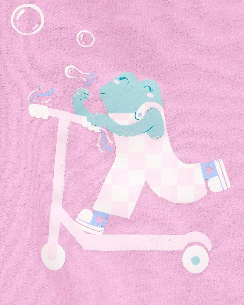 Toddler Scooter Frog Short-Sleeve Graphic Tee - Pink