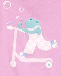 Toddler Scooter Frog Short-Sleeve Graphic Tee - Pink