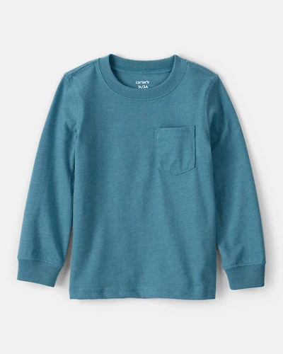 Toddler Boy Long-Sleeve Pocket Tee - Teal