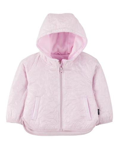 Toddler Girl Floral Quilted Midweight Jacket - Pink