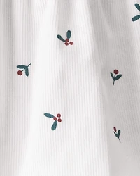 Baby Girl 3-Piece Holly Print Long-Sleeve Dress Set - White