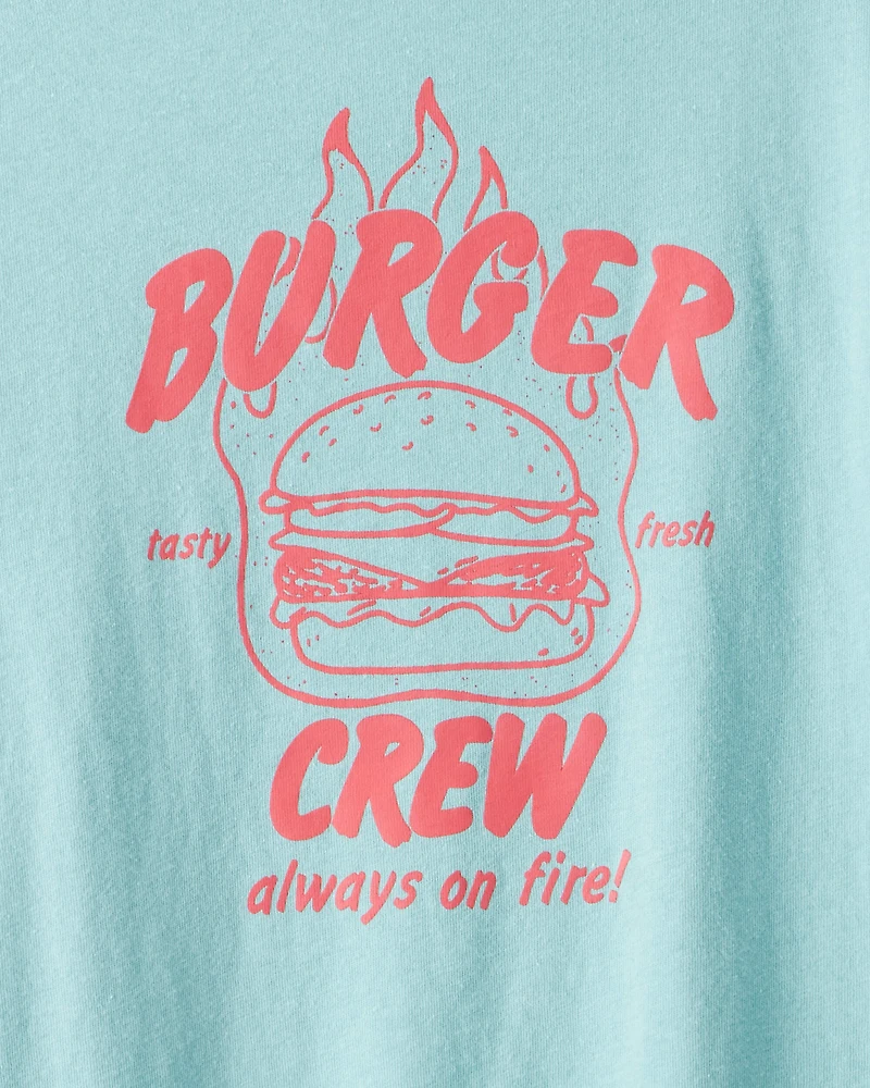 Kid Burger Crew Long-Sleeve Graphic Tee - Blue