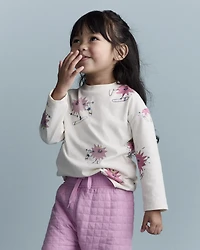 Toddler Girl Skiing Abstract Long-Sleeve Relaxed Graphic Tee - Cream