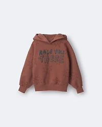 Toddler 'Race You There' Fleece Hoodie - Rust