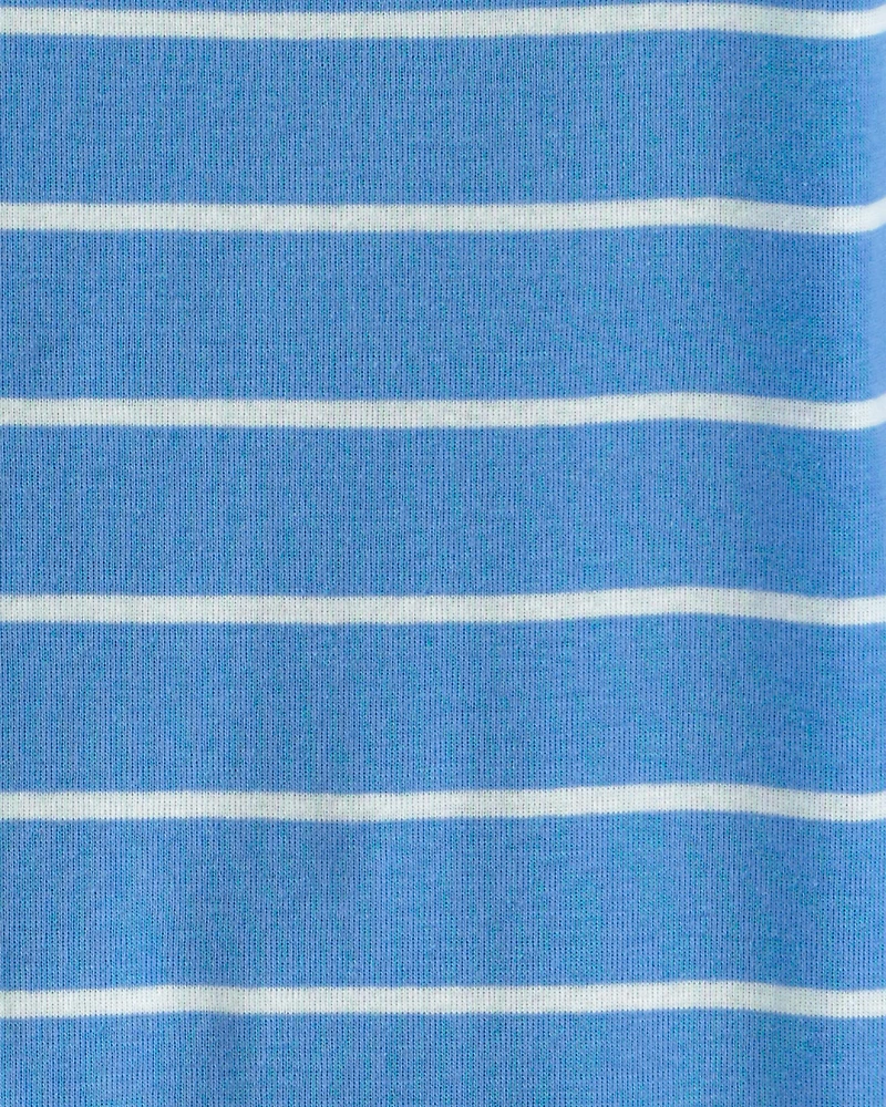 Toddler Boy PB&J Striped 100% Cotton Short-Sleeve Snug Fit 4-Piece Pajama Set - Blue/Brown