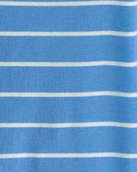 Toddler Boy PB&J Striped 100% Cotton Short-Sleeve Snug Fit 4-Piece Pajama Set - Blue/Brown