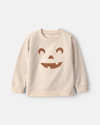 Toddler Pumpkin Halloween Pullover Sweatshirt - Cream