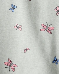Baby Girl Butterfly-Print Short-Sleeve Pocket Tee - Green