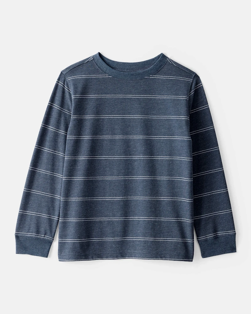 Boys Striped Long-Sleeve Tee - Navy