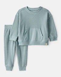 Baby Boy Waffle Knit Long-Sleeve Tee & Pant Set - Green