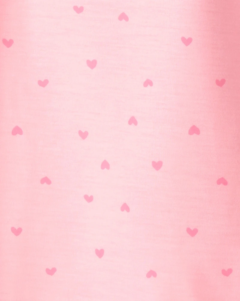 Girls Heart Floral Loose Fit Loose Fit Night Gown - Pink