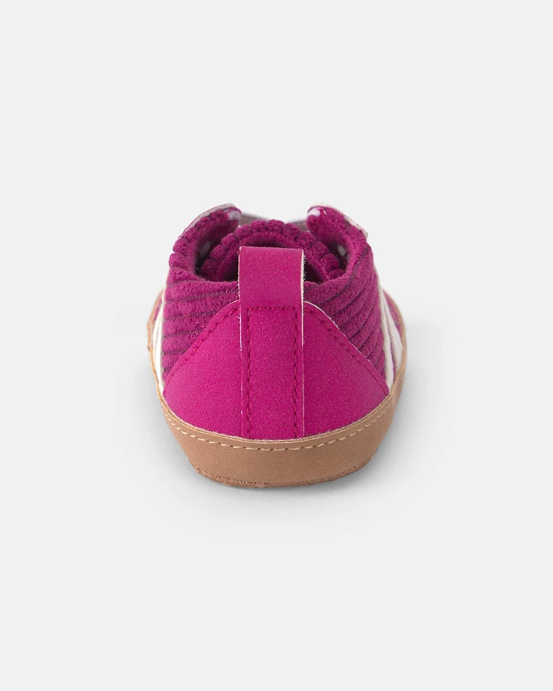 Baby Girl Striped Sneakers - Burgundy
